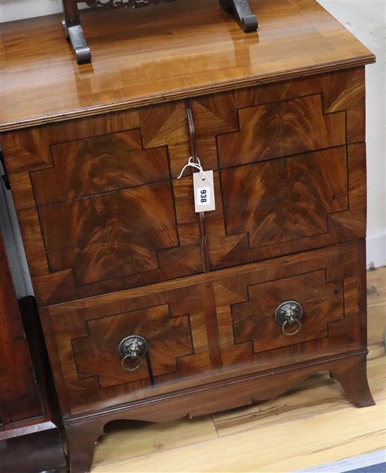 A Regency banded mahogany night table (converted to a chest of drawers) W.64cm